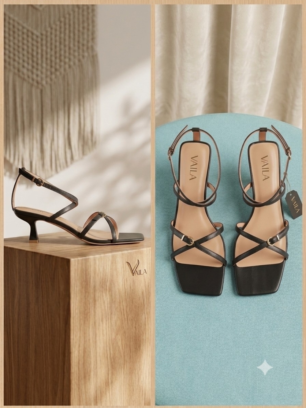 VAILA SHOES Isabella Strappy Kitten-Heel Dress Sandals